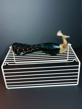 Vintage 1970 Avon 'Regal Peacock' Cologne Decanter. About 10.5 Long Teal Color